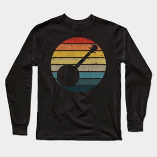 Banjo Silhouette On A Distressed Retro Sunset product Long Sleeve T-Shirt